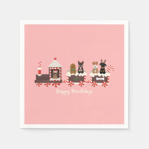 Serviette En Papier Joyeux Pawlidays Chien Noël Train de vacances