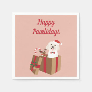 Serviette En Papier Joyeux Pawlidays Maltipoo Noël présent