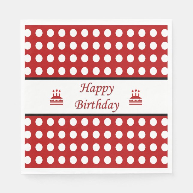Serviette En Papier Joyeux point Polka d'anniversaire (Devant)