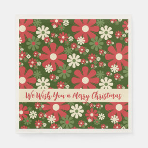Serviette En Papier Joyeux rétro Noël mignon 60s les années 70 motif f