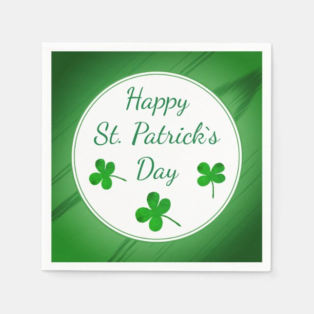 Serviette En Papier Joyeux Saint Patrick`s Day Shamrock vert irlandais (Devant)