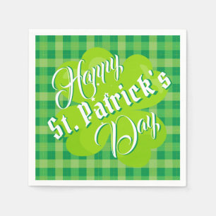 Serviette En Papier Joyeux Saint Patrick's Day Tartan vert Lucky Clove