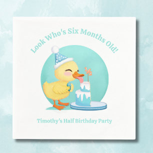Serviette En Papier Joyeux semi-anniversaire bébé canard avec gâteau d