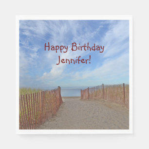 Serviette En Papier Joyeux sentier d'anniversaire pour la plage