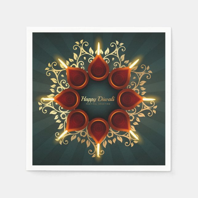 Serviette En Papier Joyeux serviettes Diwali (Devant)
