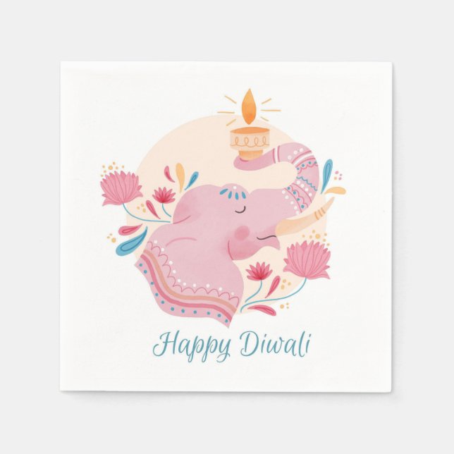 Serviette En Papier Joyeux serviettes Diwali (Devant)