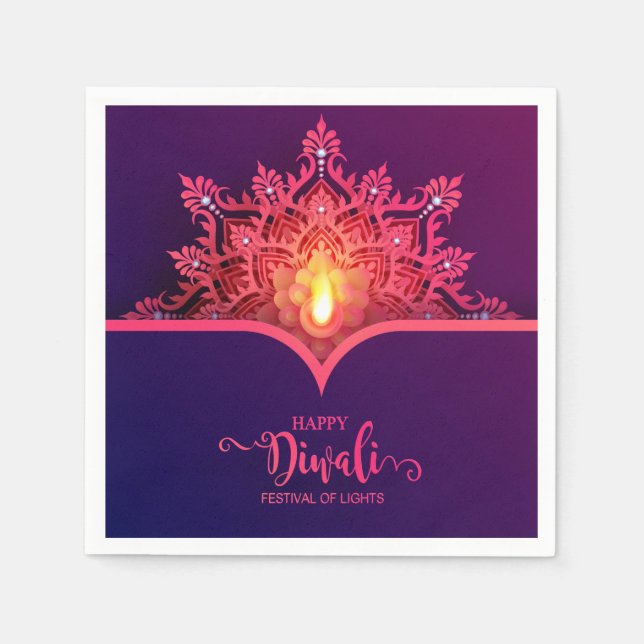 Serviette En Papier Joyeux serviettes Diwali (Devant)