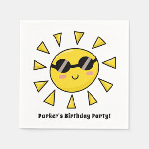 Serviette En Papier Joyeux soleil avec lunettes de soleil fête d'anniv