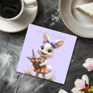 Serviette En Papier Joyeux sourire oeufs de lapin de Pâques Lavender B