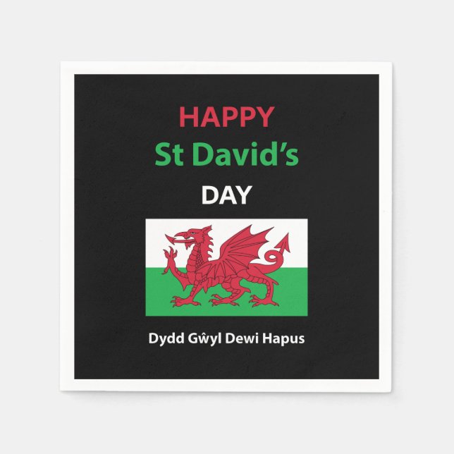 Serviette En Papier Joyeux St David's Day Dydd Gala Gallois Dewi Hapus (Devant)