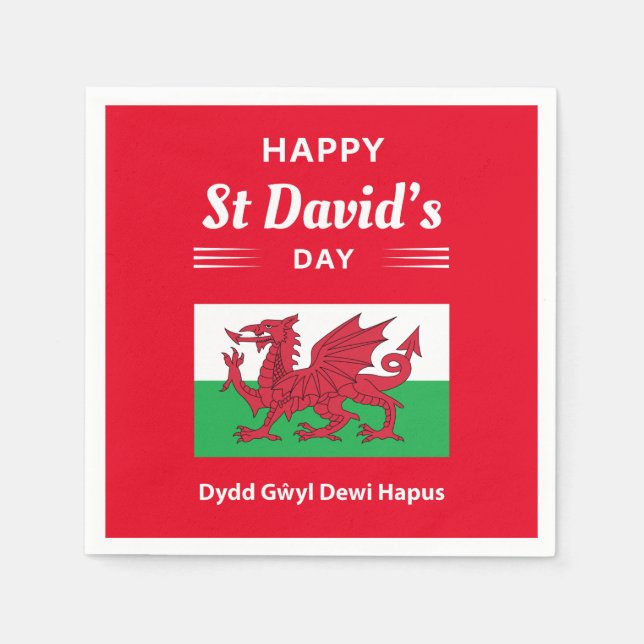 Serviette En Papier Joyeux St David's Day Dydd Gala Gallois Dewi Hapus (Devant)