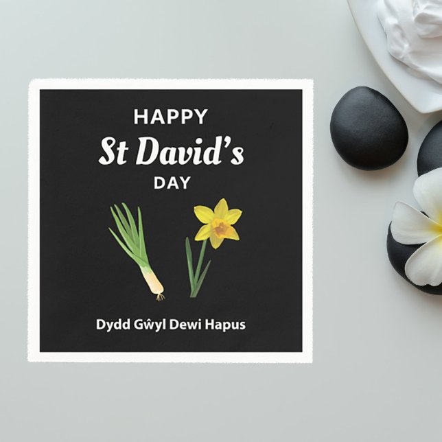 Serviette En Papier Joyeux St David's Day Dydd Gala Gallois Dewi Hapus (Créateur téléchargé)