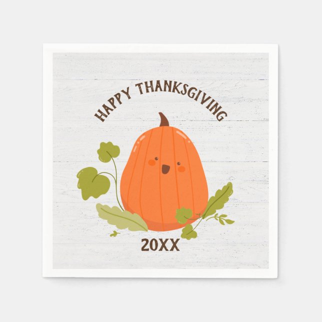 Serviette En Papier Joyeux Thanksgiving Assiette en Papier Citrouille (Devant)