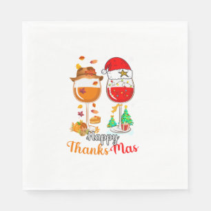 Serviette En Papier Joyeux Thanksmas Vin Thanksgiving Noël Long S