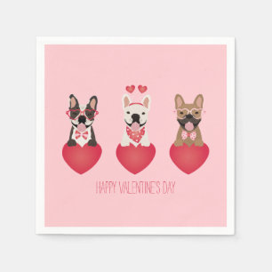 Serviette En Papier Joyeux Valentines Day Bulldogs français