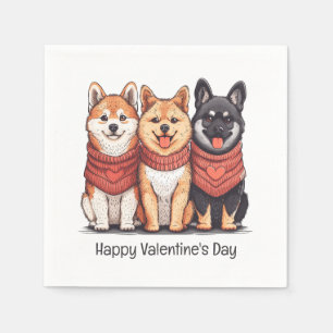 Serviette En Papier Joyeux Valentines Day Chiens Shiba Inu