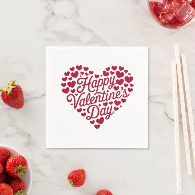 Serviette En Papier Joyeux Valentines Day Valentine Love Heart (En situation)