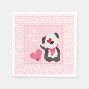 Serviette En Papier Joyeux Valentines Jour Coeurs de chiot rose