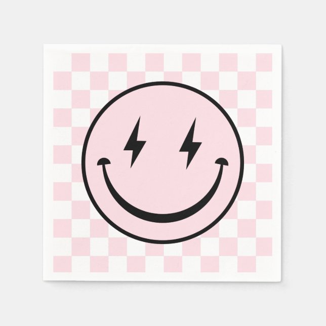 Serviette En Papier Joyeux visage Super rose fille Anniversaire servie (Devant)