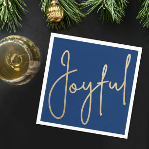 Serviette En Papier JOYFUL Gold Faux Foil bleu