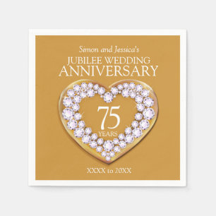 Serviette En Papier Jubilé 75e anniversaire mariage coeur nom personna