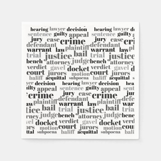Serviette En Papier Judicial Legal Terns Word Cloud Design (Devant)