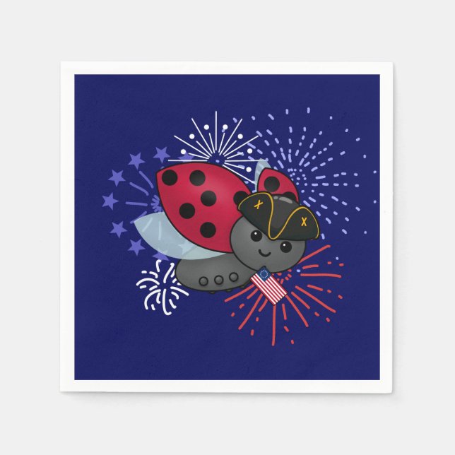 Serviette En Papier Juillet 4 Minuteman Ladybug (Devant)