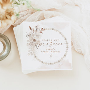 Serviette En Papier JULIA Boho Floral Pearls & Prosecco Fête des marié