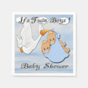 Serviette En Papier Jumeaux Blonde Boys - Baby shower de cigogne servi