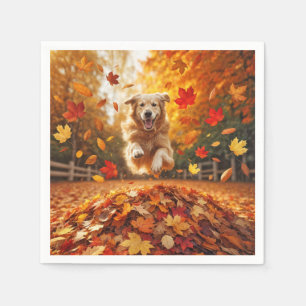 Serviette En Papier Jumelage Golden Retriever Dans Pile Feuille