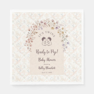 Serviette En Papier Jumelles Capricieuses Fête Prénatale Floral Pastel