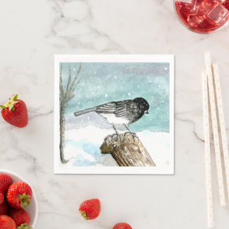 Serviette En Papier Junco - Cocktail d'oiseaux de neige Napkin
