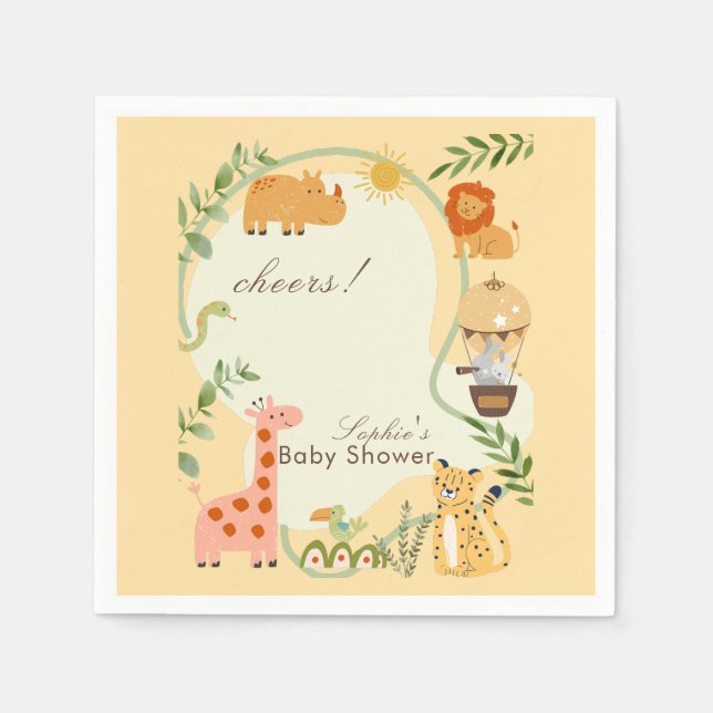 Serviette En Papier Jungle Animal Safari Adventure Awaits (Devant)