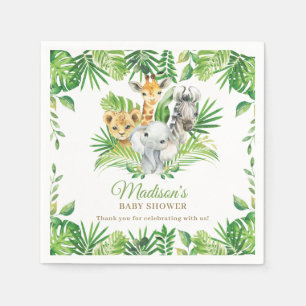 Serviette En Papier Jungle Animal Safari Vert Baby shower Neutre