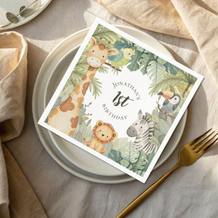 Serviette En Papier Jungle Animaux 1er anniversaire