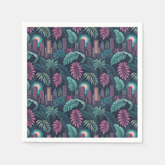 Serviette En Papier Jungle de la ville néon Futuriste Abstrait Motif u