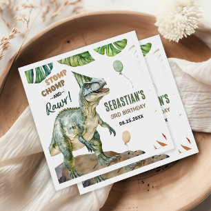 Serviette En Papier Jungle Dinosaur T Rex 3e fête d'anniversaire