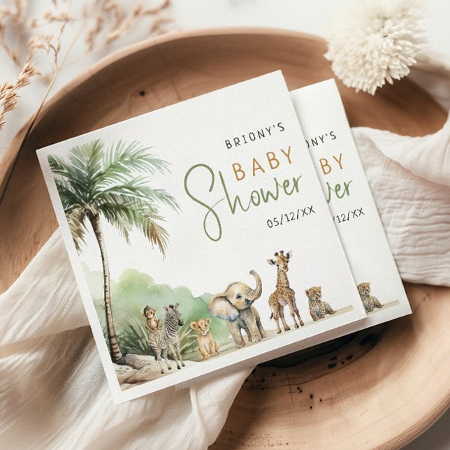 Serviette En Papier Jungle Safari Animaux Baby shower serviettes (Créateur téléchargé)