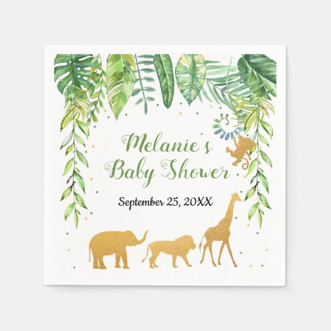 Serviette En Papier Jungle Safari Baby shower Napkin Tropical (Devant)