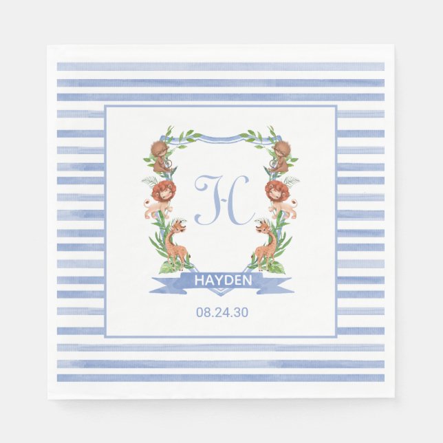 Serviette En Papier Jungle Safari Crest Boy Baby shower serviettes (Devant)