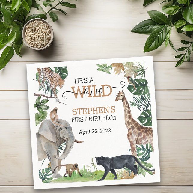 Serviette En Papier Jungle Safari Wild Un Anniversaire Black Panther (Créateur téléchargé)