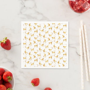 Serviette En Papier Jungle tropicale du singe sauvage d'or