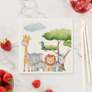 Serviette En Papier Jungle tropicale Safari Animaux Baby Boy