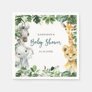 Serviette En Papier Jungle verdoyante Safari Baby shower Animaux