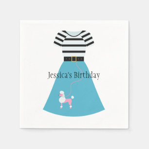 Serviette En Papier Jupe Retro Blue Poodle