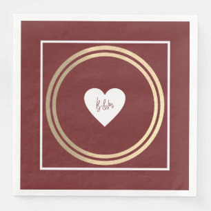 Serviette En Papier Juste Initiales Amour Coeur Bourgogne Moderne