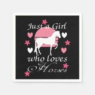 Serviette En Papier Juste une fille qui aime les chevaux en rose Rose