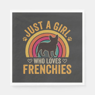Serviette En Papier Juste une fille qui aime les Frenchies Rétro Chien