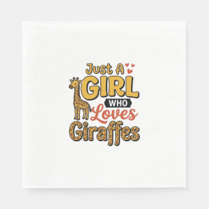 Serviette En Papier Juste Une Fille Qui Aime Les Girafes Vintage Vecto