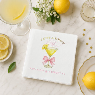 Serviette En Papier Juste une goutte de plus Lemon Drop Ruban Rose Ann